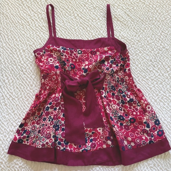 Odille Fuchsia Floral Silk Tunic Cami Ties Back 8 - Picture 2 of 10